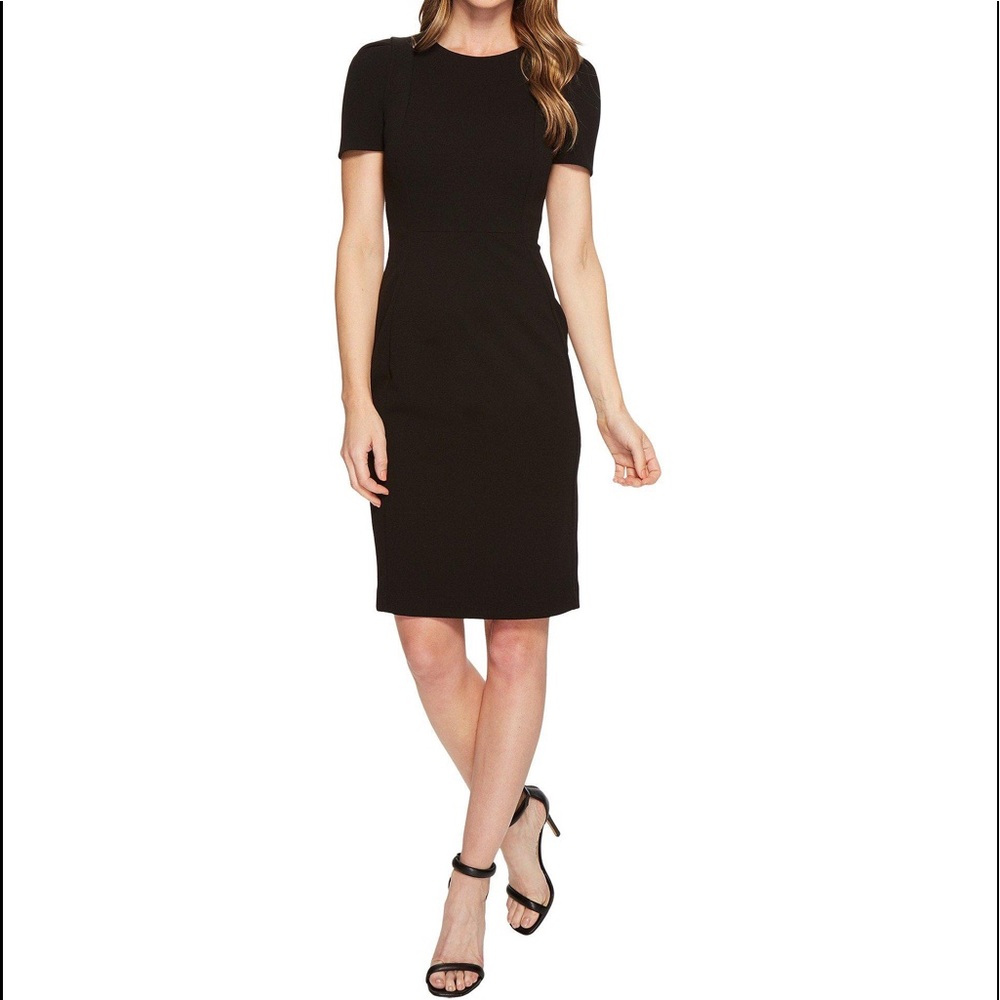 NWT Calvin Klein Women's Short Sleeve Sheath Dress Black
